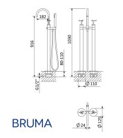 MEDIDAS MEZCLADOR BAÑERA CON COLUMNAS GENESI BRUMA